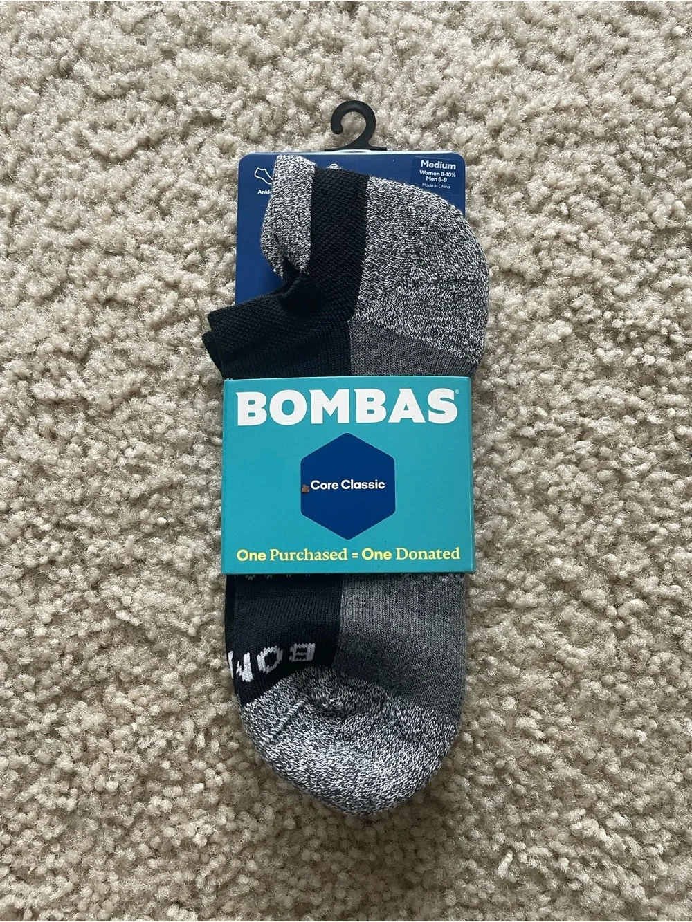 Bombas Core Classic Ankle Socks - Black & Gray
